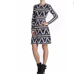 BCBGMAXAZRIA Malina Zig-Zag Sweater Dress in Slate - XS